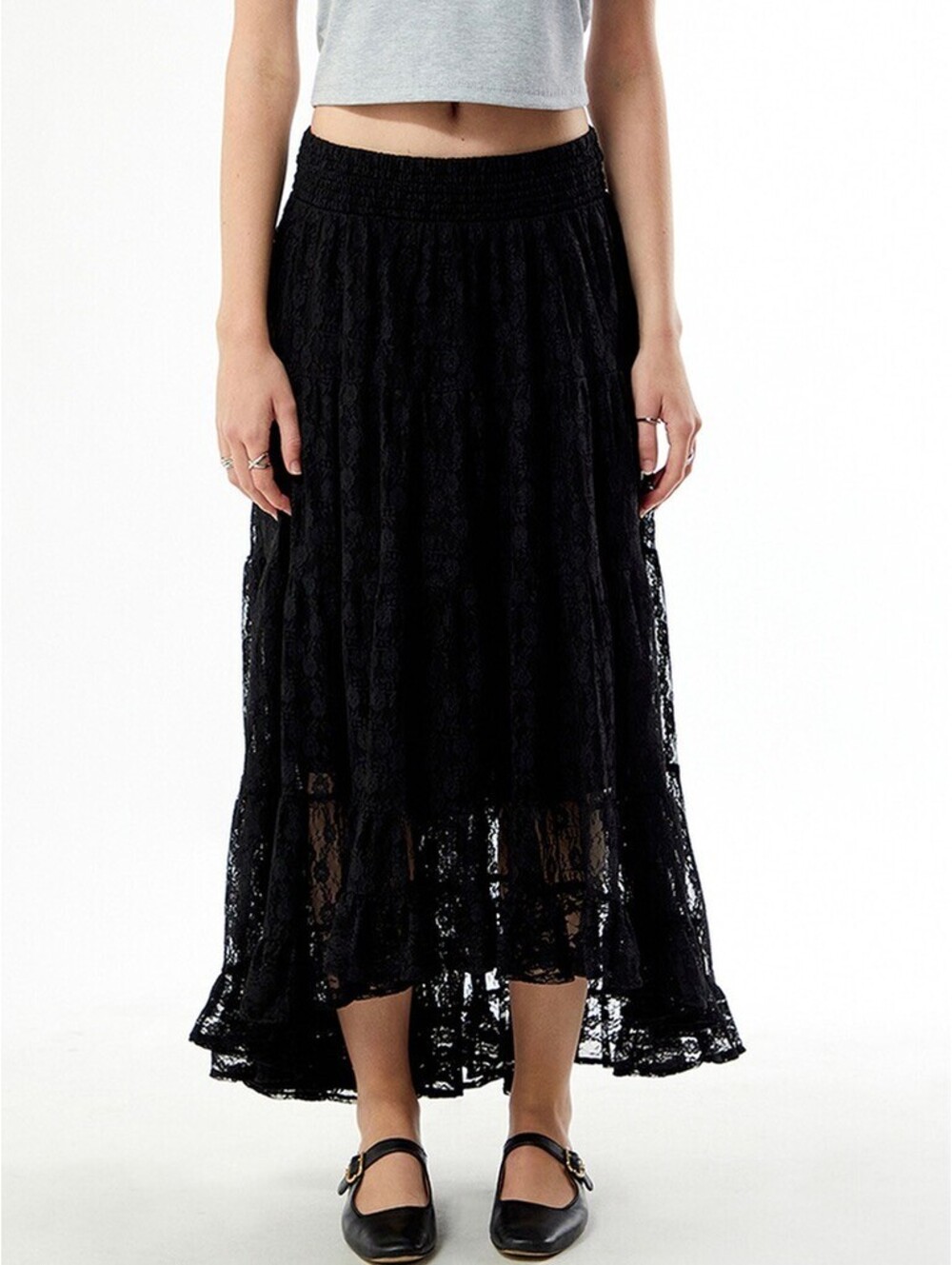 PacSun Your Favorite High-Low Lace Midi Skirt NWT Black XS